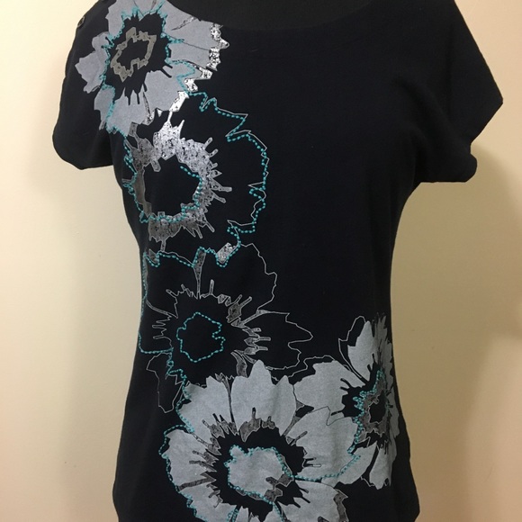 Calvin Klein Tops - Black floral Calvin Klein shirt